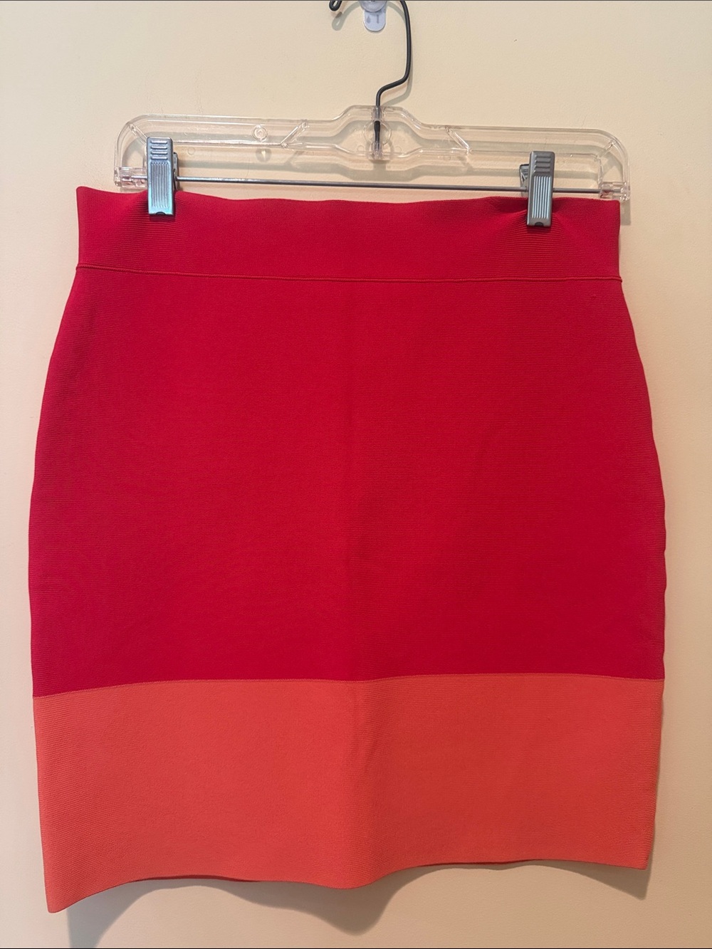 BCBGMaxAzria Red and Coral Mini Pencil Skirt